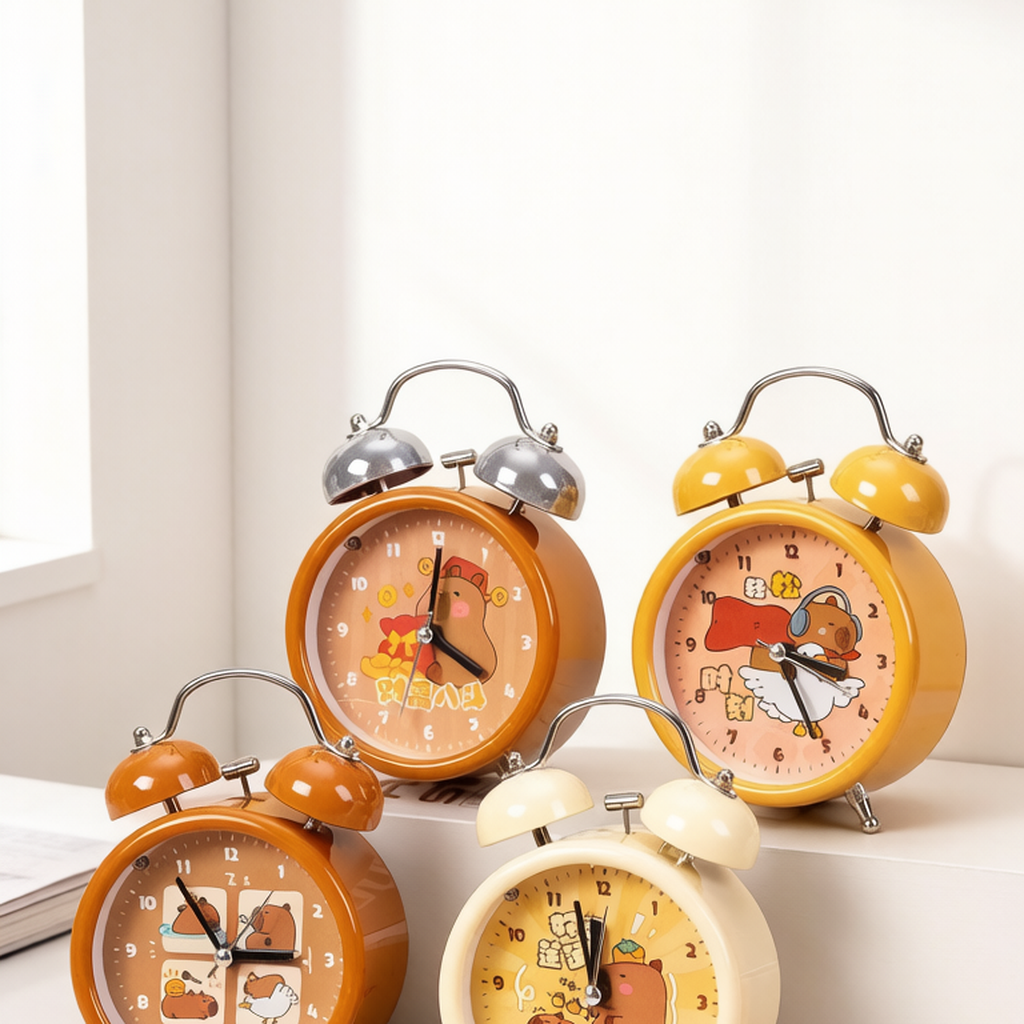 Capybara Cartoon Twin Bell Alarm Clock