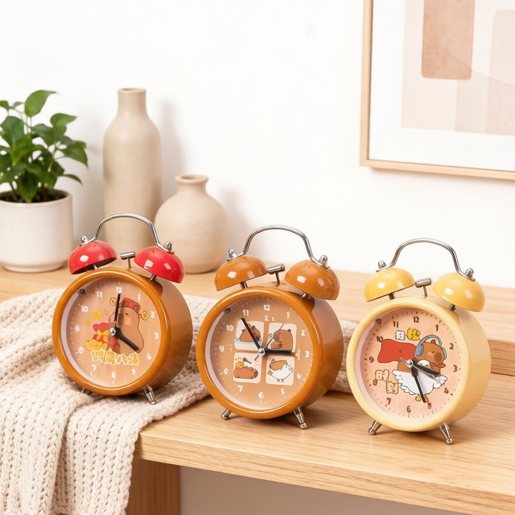 Capybara Cartoon Twin Bell Alarm Clock