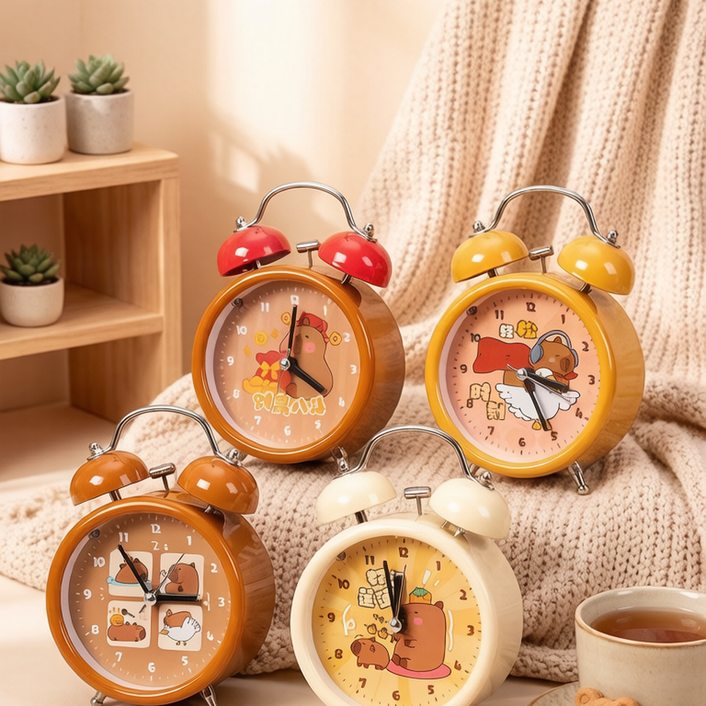 Capybara Cartoon Twin Bell Alarm Clock